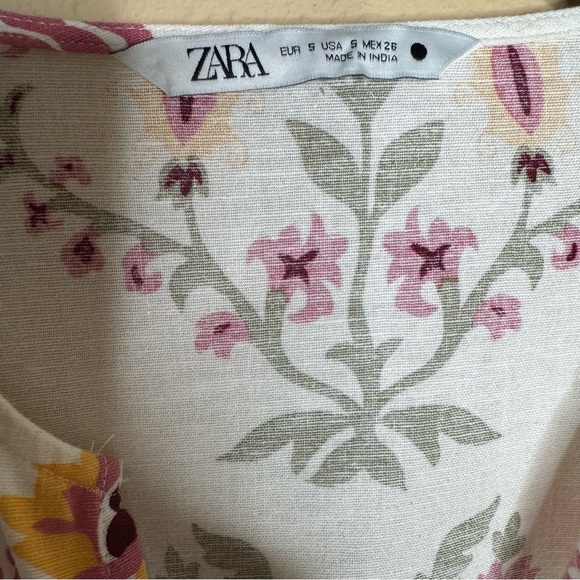 Zara Ecru Floral Midi Dress Small - Picture 7 of 14